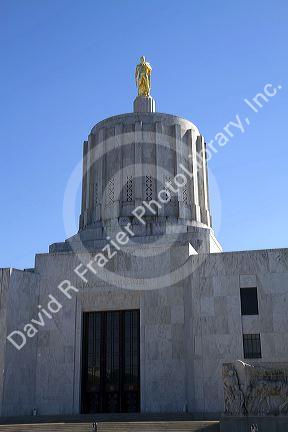 The Oregon State Capitol building located in Salem, Oregon, USA.