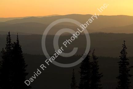 View from the summit of Green Mountain along the historic Magruder Corridor road that devides the Frannk Church-River of No Return Wilderness Area and the Selway-Bitterwoot Wilderness in Idaho, USA.