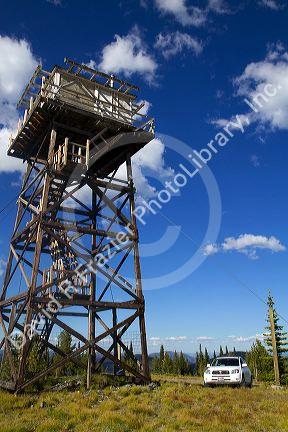 Green Mountain Lookout tower along the historic Magruder Corridor road that devides the Frannk Church-River of No Return Wilderness Area and the Selway-Bitterwoot Wilderness in Idaho, USA.