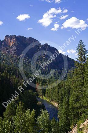 The Bitterroot River located in the Bitterroot National Forest near Darby, Montana, USA.