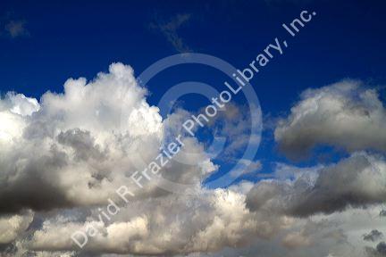 Cumulus clouds in the sky above Boise, Idaho, USA.