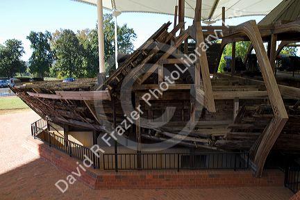 The USS Cairo Gunboat located within the National Military Park in Vicksburg, Mississippi, USA.