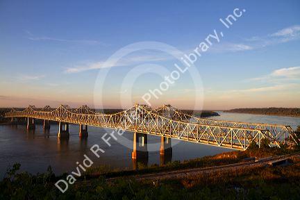 The Natchez-Vidalia Bridges spanning the Mississippi River between Vidalia, Louisiana and Natchez, Mississippi, USA.