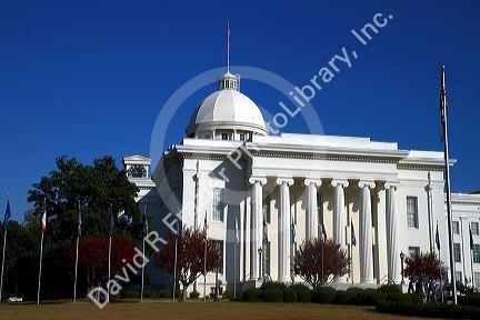 The Alabama State Capitol Building located on Goat Hill in Montgomery, Alabama, USA.