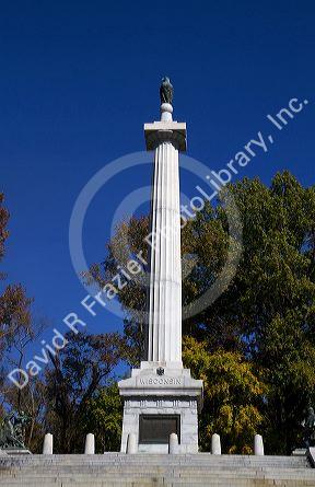 The Wisconsin Memorial located within the National Military Park in Vicksburg, Mississippi, USA.