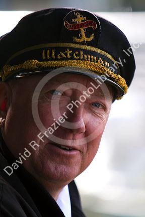Watchman crew member of the SS. Natchez steamboat on the Mississippi River at New Orleans, Louisiana, USA.