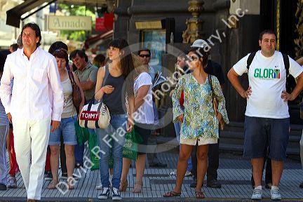 Pedestians on Florida Street in the Retiro barrio of Buenos Aires, Argentina.