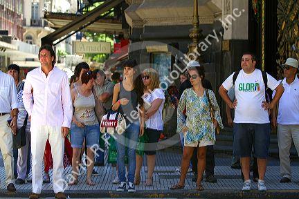 Pedestians on Florida Street in the Retiro barrio of Buenos Aires, Argentina.