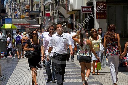 Pedestians on Florida Street in the Retiro barrio of Buenos Aires, Argentina.