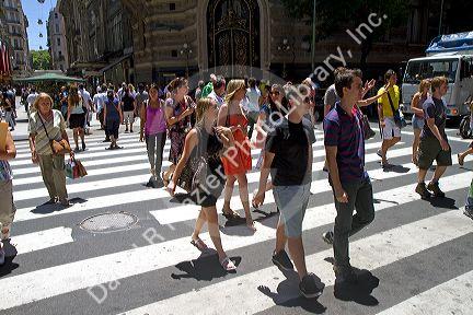 Pedestians on Florida Street in the Retiro barrio of Buenos Aires, Argentina.