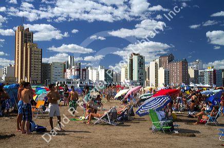 Beach scene at Miramar, Argentina.