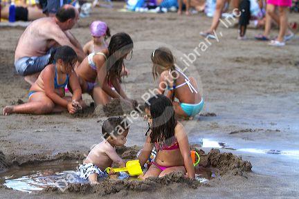 Beach scene at Miramar, Argentina.