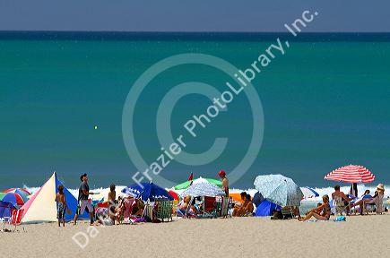 Beach scene at Mar del Plata, Argentina.