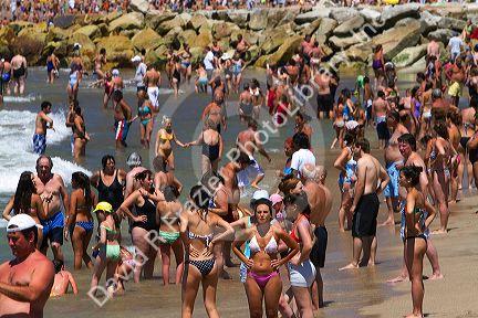Beach scene at Mar del Plata, Argentina.