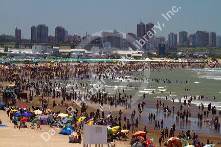 Beach scene at Mar del Plata, Argentina.