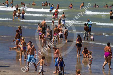 Beach scene at Mar del Plata, Argentina.