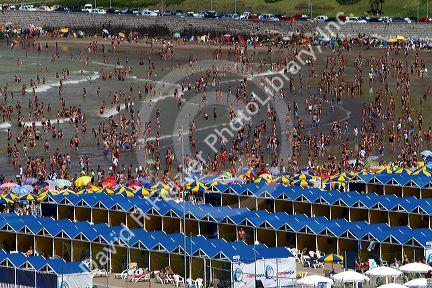 Beach scene at Mar del Plata, Argentina.