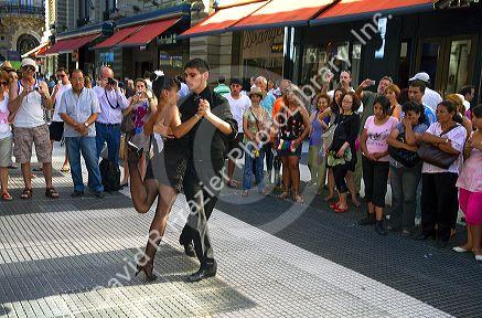 Argentine tango dancers on the pedestrian section of Florida Street in the Retiro barrio of Buenos Aires, Argentina.
