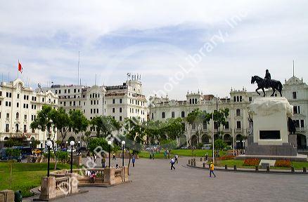 Plaza San Martin located within the Historic Centre of Lima, Peru.