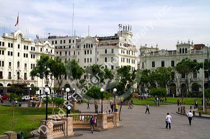 Plaza San Martin located within the Historic Centre of Lima, Peru.