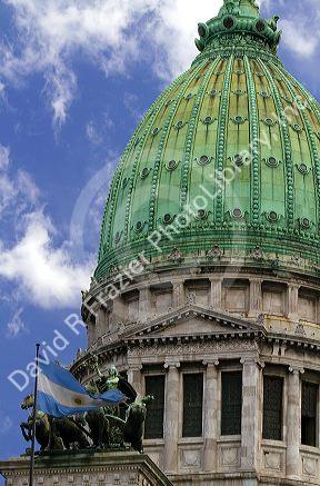 Monument to the Two Congresses in front of the Argentine National Congress building in Buenos Aires, Argentina.