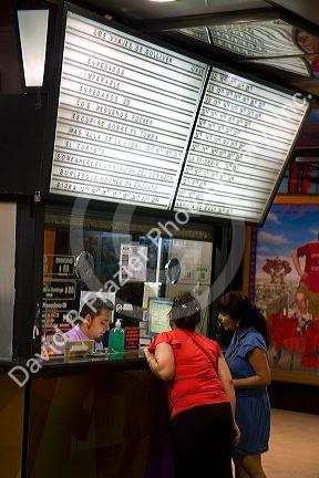 Ticket window of a movie theater in Buenos Aires, Argentina.
