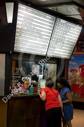 Ticket window of a movie theater in Buenos Aires, Argentina.