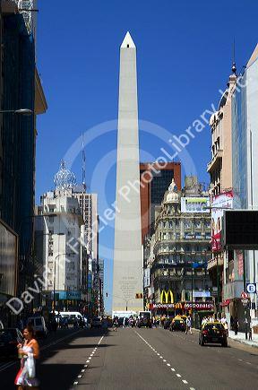 Oblelisk of Buenos Aires and Avenida Corrientes Argentina.