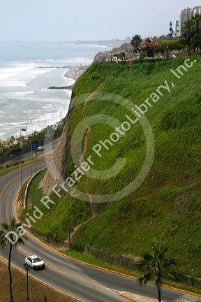 View of the Pacific Ocean from the Miraflores district of Lima, Peru.