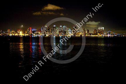 Night view of San Diego, California, USA.