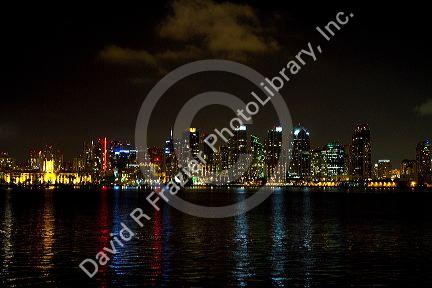 Night view of San Diego, California, USA.