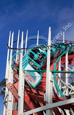 The Giant Dipper roller coaster at Belmont Park located in the Mission Bay area of San Diego, California, USA.