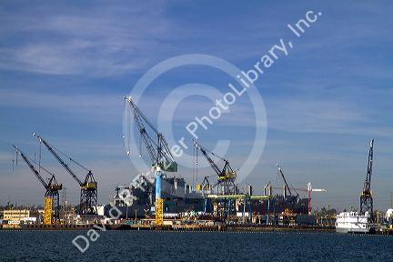 Naval ship yard in the San Diego Bay, California, USA.