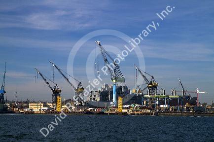 Naval ship yard in the San Diego Bay, California, USA.