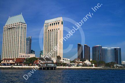 Waterfront hotels at San Diego, California, USA.
