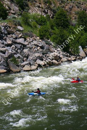 Kayaking the Payette River in Idaho, USA. 