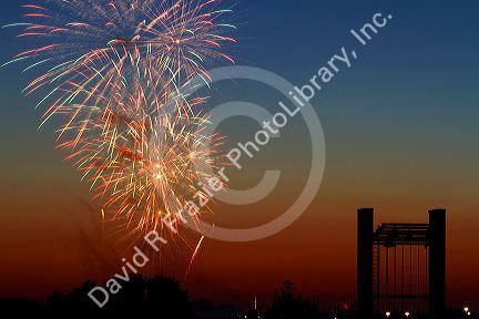 Fourth of July fireworks display in Boise, Idaho, USA.