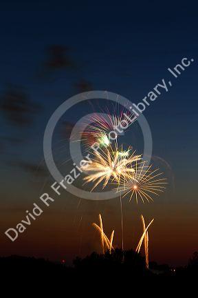 Fourth of July fireworks display in Boise, Idaho, USA.