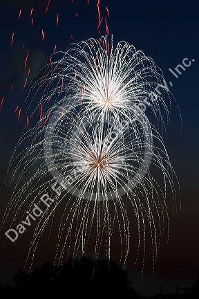 Fourth of July fireworks display in Boise, Idaho, USA.