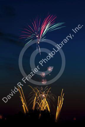 Fourth of July fireworks display in Boise, Idaho, USA.