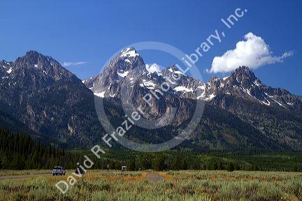 Scenic view of the Teton Range inside Grand Teton National Park located in northwestern Wyoming, USA.