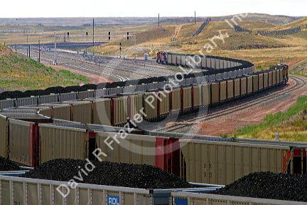 Coal bulk trains in Campbell County, Wyoming, USA.