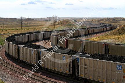 Coal bulk trains in Campbell County, Wyoming, USA.