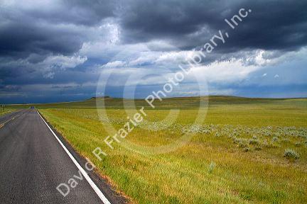 Low clouds over the high plains desert near Gillette, Wyoming, USA.
