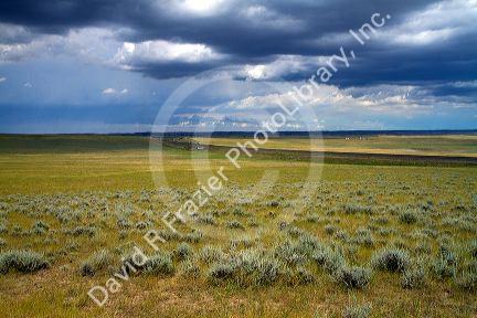 Low clouds over the high plains desert near Gillette, Wyoming, USA.