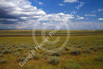 Low clouds over the high plains desert near Gillette, Wyoming, USA.