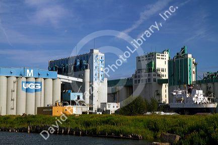 Large grain elevators at Thunder Bay, Ontario, Canada.