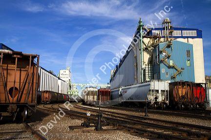 Large grain elevators at Thunder Bay, Ontario, Canada.