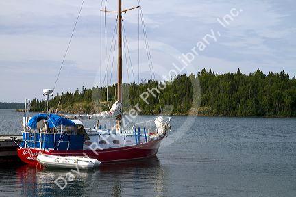 Boats docked at Rossport, Ontario, Canada.