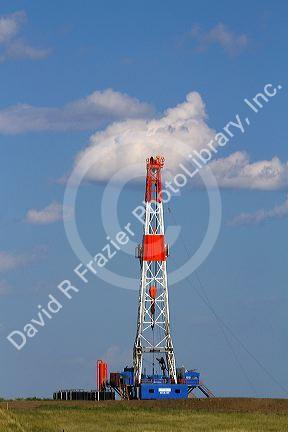 Patterson UTI oil drilling rig along highway 200 west of Killdeer, North Dakota, USA.